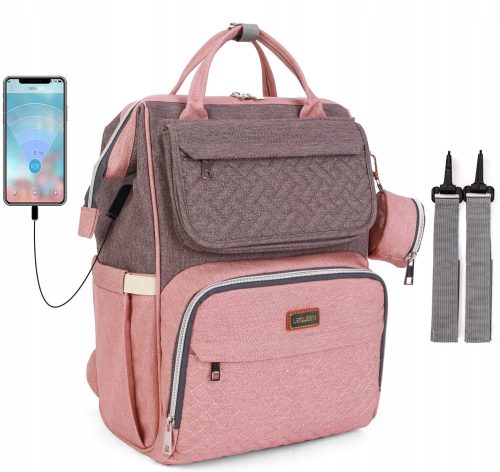  LEQUEEN RUCKSACK-TASCHEN-ORGANISATOR FÜR EINEN KINDERWAGEN FÜR MUTTER UND VATI USB 5in1
