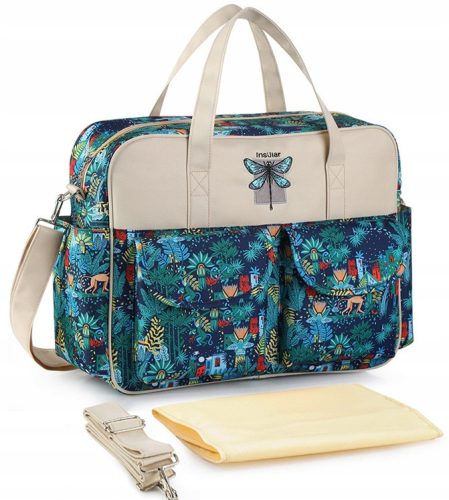  KINDERWAGEN-ORGANISATOR-TASCHE FÜR MUTTER, VATI, ALPAKA, BLÄTTER, FLAMMENMUSTER