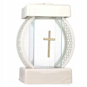  Glamour Kreis Rattan weiß kleines Kreuz 28cm