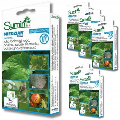 Kupferhaltiges Fungizid Miedzian 50 WP Sumin für den Heimgebrauch - 6 Packungen à 15G