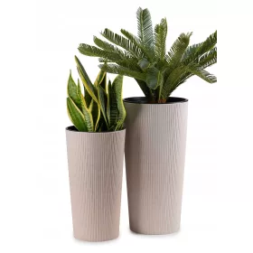    HowHomely Blumentopf 57 cm x 30 x 57 cm aus Kunststoff, Braun- und Beigetöne