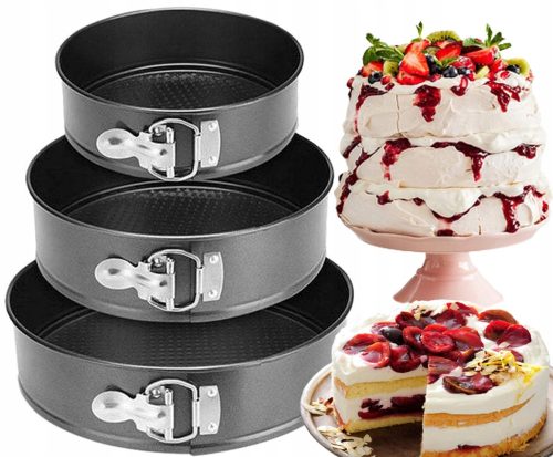 3x CAKE TIRE CAKE BACKBLECH KUCHENFORM-SET 3-tlg. 18/20/22 cm