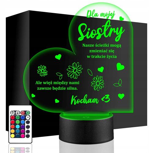  LED-NACHTLAMPE FÜR SCHWESTER 3D + FERNBEDIENTE GEBURTSTAG-Geschenkstatuette