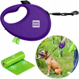    Automatische Hundeleine mit Beutelbehälter, Größe M, lila