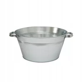    Asprod-Blumentopf, 52,5 cm x 52,5 x 21 cm, Durchmesser 42,5 cm, Metalltöne in Grau und Silber