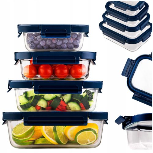  Luftdichte Lebensmittelbehälter aus Glas zur Aufbewahrung LUNCH BOX 4x
