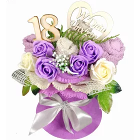   GESCHENK ZUM 18. GEBURTSTAG, GROSSER HANDTUCHSTRAUSS 50x100cm, SEIFENROSEN