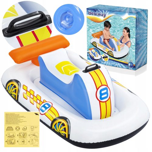 AUFBLASBARES RENNBOOT SCHWIMMBOOT FÜR KINDER 110x75cm Bestway 41480