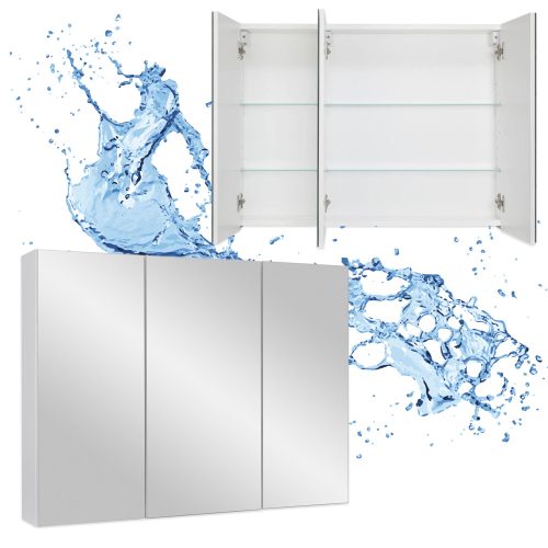 Weißer Wand-Badezimmerschrank mit Spiegel, 85 cm, lackiert, mit Absenkautomatik