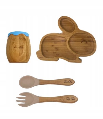 Set mit Saugnapf + Becher + Bambusbesteck 6m+ BLW Chichi