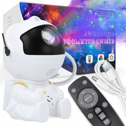  STERNPROJEKTOR ASTRONAUT SITZENDE NACHTLAMPE FÜR KINDER XTECH WEISS