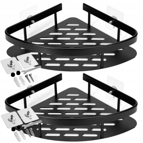  HÄNGENDES ECKBAD-REGAL, ALUMINIUM, KLEBSTOFF MIT STIFTEN