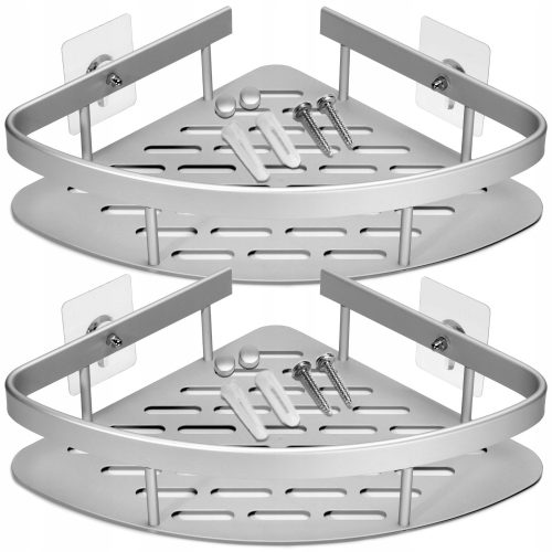 HÄNGENDES ECKBAD-REGAL, ALUMINIUM, KLEBSTOFF MIT STIFTEN