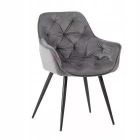    GEPOLSTERTER, GESTEPPTER STUHL FÜR DAS WOHNZIMMER, DAS ESSZIMMER, GRACE GREY VELOURS