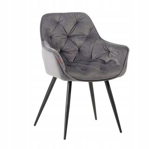  GEPOLSTERTER, GESTEPPTER STUHL FÜR DAS WOHNZIMMER, DAS ESSZIMMER, GRACE GREY VELOURS