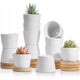    Blumentopf T4 6,5 cm x 6,5 x 5 cm Durchmesser 6,5 cm Keramik weiß