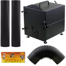    Kamin für Räucherofentrockner dicker STAHL 2mm + Rauchrohre + Bogen SET