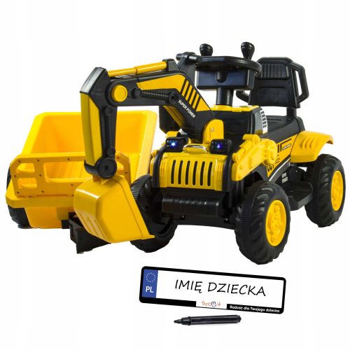  Batteriebetriebener Bagger für Kinder, 2 Motoren, bewegliche Schaufel, Anhänger, Fernbedienung