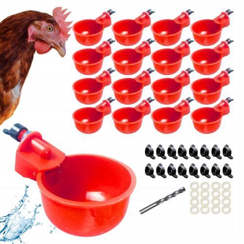16x automatische Wasserschläger für Hühner und Vögel, kostenloses Bohr-Hühner-Set