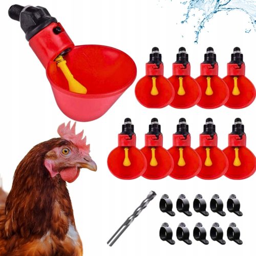 10 x automatische Wasserschläger für Hühner und Vögel, kostenloses Bohr-Hühner-Set