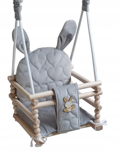  Holzschaukel für Kinder + Sicherheitsgurt für den Hausgarten BUNNY