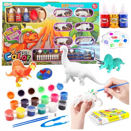 MEGA-SET GROSSE DINOSAURIER ZUM BEMALEN KREATIVER FIGUREN, FARBENMARKER, EIER