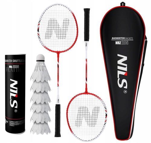 Nils NRZ205 Schlägerset + Nils FEATHER WHITE Federballset 6-tlg