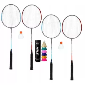   2× Satz Schläger mit Federball Nils NRZ002 + Satz Federbälle Nils 14-30-133