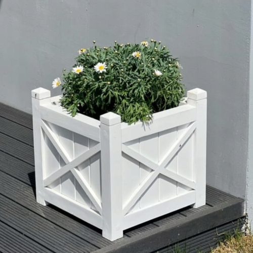  Blumentopf 40 cm x 40 x 40 cm aus weißem Holz