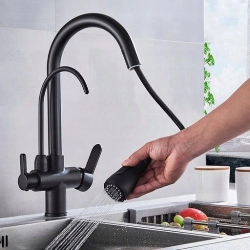 Nordic Standküchenarmatur weiß, schwarz, Granit, grau