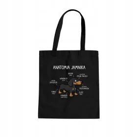   Anatomie eines Dackels. BAUMWOLLTASCHE MIT EINEM GESCHENK FÜR DACHSHUND-LIEBHABER