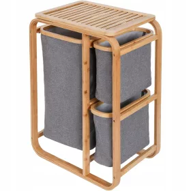  AD.CON freistehender Wäschekorb 55l, Grau- und Silbertöne