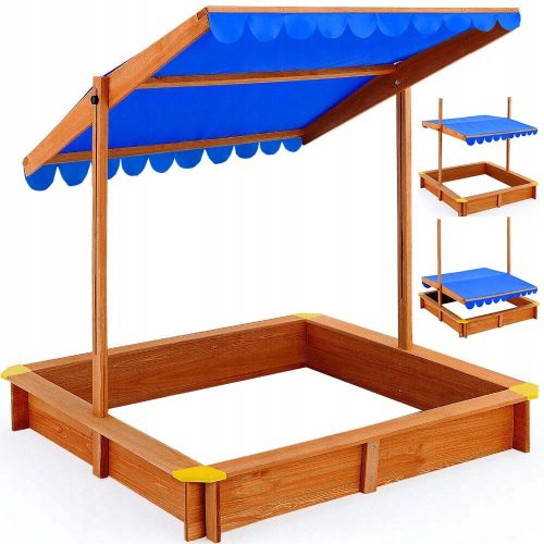  Sandkasten mit Sonnenschirm, Holz, massiv, für Kinder
