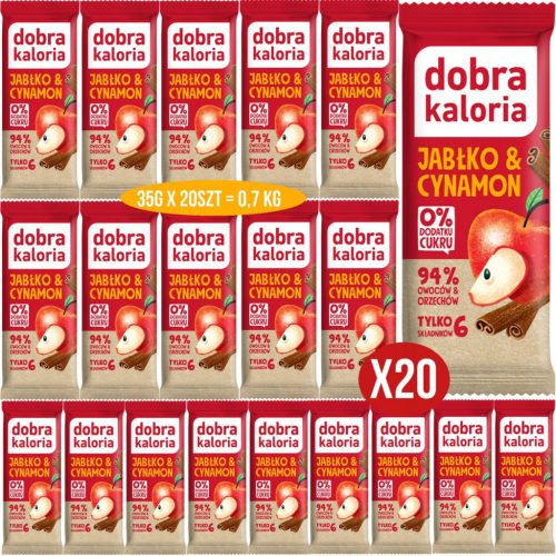 Apfel-Zimt-Riegel von DOBRA KALORIA, vegan & ohne Zuckerzusatz, 20 Stück