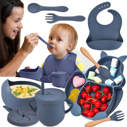  SILIKON-GESCHIRR-SET FÜR KINDER UND BABYS 9 ELEMENTE