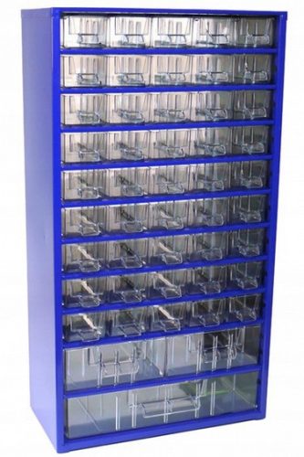  ORGANISATORSCHRANK AUS METALL MIT 48 SCHUBLADEN