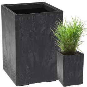  Blumentopf 40 cm x 40 x 60 cm, schwarzer Kunststoff