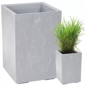    Blumentopf 40 cm x 40 x 58,7 cm, Durchmesser 39 cm, Kunststoff in den Farben Grau und Silber