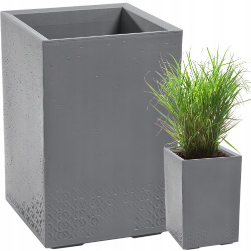  Lamela-Blumentopf, 40 cm x 40 x 58,7 cm, Durchmesser 39 cm, Kunststoff in den Farben Grau und Silber