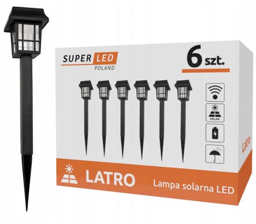  SuperLED Solarlampe, schwarz, 33 cm, 6 Stk.
