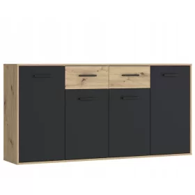    Kommode Furniture Design JAKKI241M7 163 x 35 x 88 cm schwarz, Artisan-Eiche