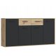  Kommode Furniture Design JAKKI241M7 163 x 35 x 88 cm schwarz, Artisan-Eiche