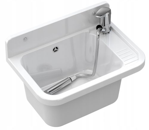 UTILITY SPÜLE WEISS KORB GARAGE PARON FAP AUSZIEHBARER AUSLAUF CHROM HAND