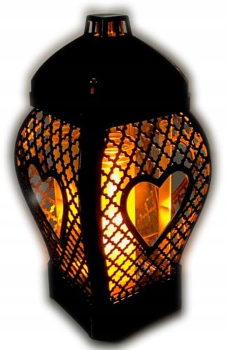  Kerzenlaterne Glamour Heart Openwork schwarz 29 cm