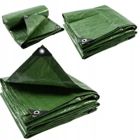   Robuste Schutzplane 6x12 m, grün, 120g/m², UV-beständig mit Alu-Ösen