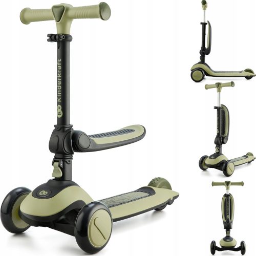 KINDERKRAFT 2in1 Rollerfahrrad HALLEY LED Grün