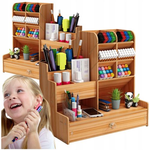  Schreibtisch-Organizer aus Holz, Stifthalter, Behälterfächer