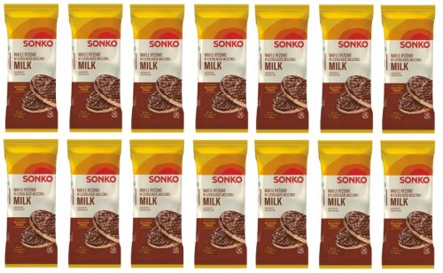 14x 65g SONKO Glutenfreie Reiswaffeln mit Vollmilchschokolade, Halber Karton