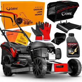    Cedrus Benzin-Rasenmäher mit Korb, 170 cm³ Fassungsvermögen. Korb 65 l, Schnittbreite 48 cm