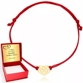  585er Goldarmband, Herz, Schnur, Gravur